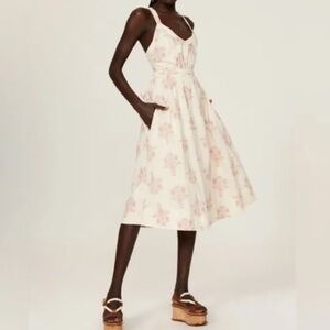 Pamela Love Pomegranate Printed Tie Back  midi Dress